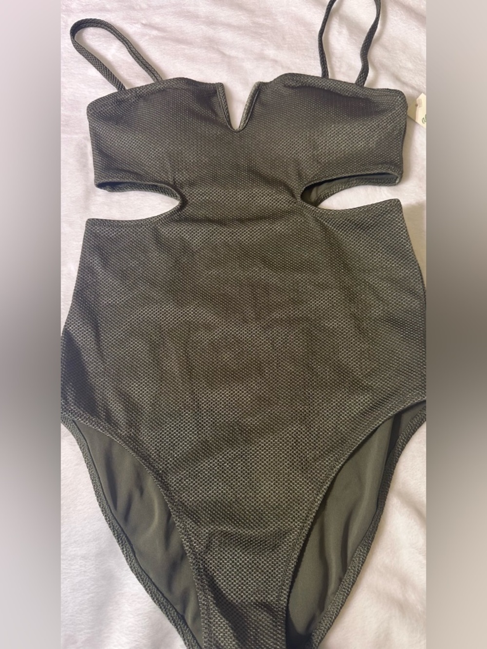 aerie Olive Green One-Piece Swimsuit with Cutout Detail - Picture 5 of 10